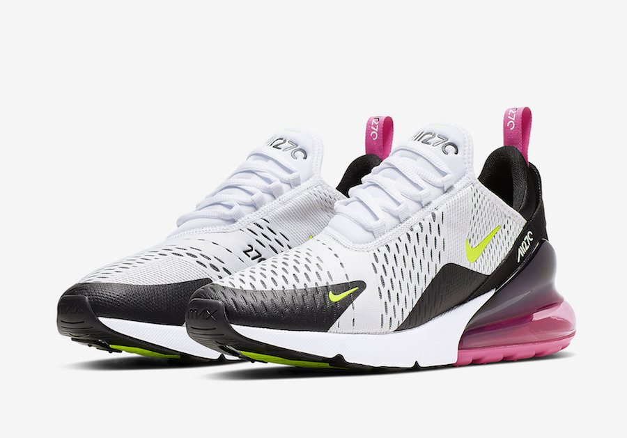 nike air max 270 white black fuchsia volt