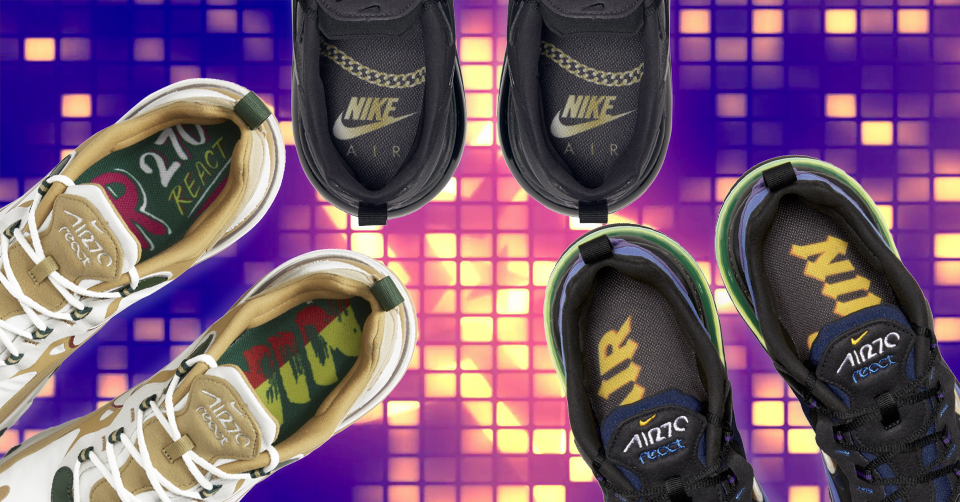 De Nike Air Max 270 React geïnspireerd op verschillende Shop Nike Air Max 270 React Reggae at the sneakers shop