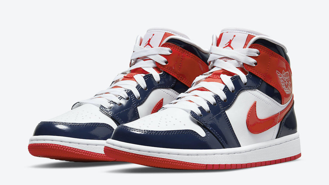 Navy blue red and hotsell white jordans