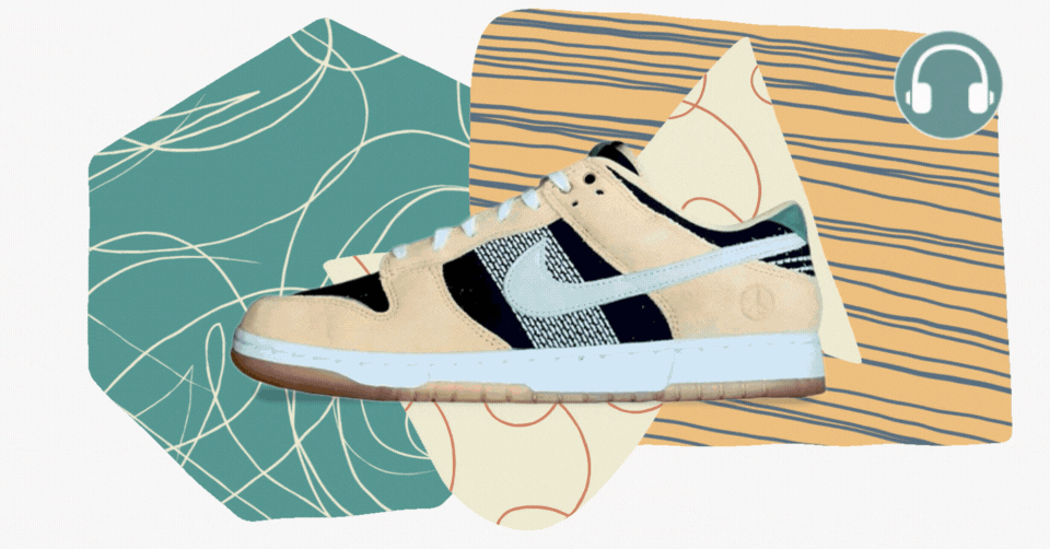 Bekijk hier de gedetailleerde Nike Dunk Low Sashiko &#8216;Peace&#8217;