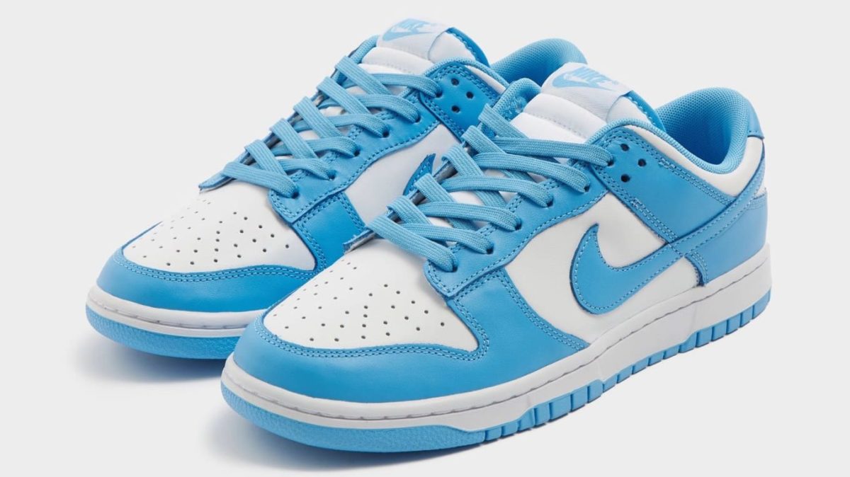 white and blue jordan dunks