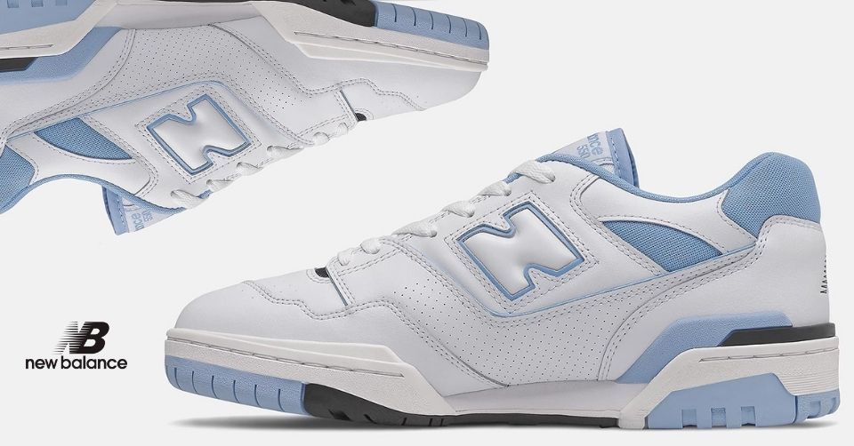 De New Balance 550 gedipt in 'Carolina Blue'