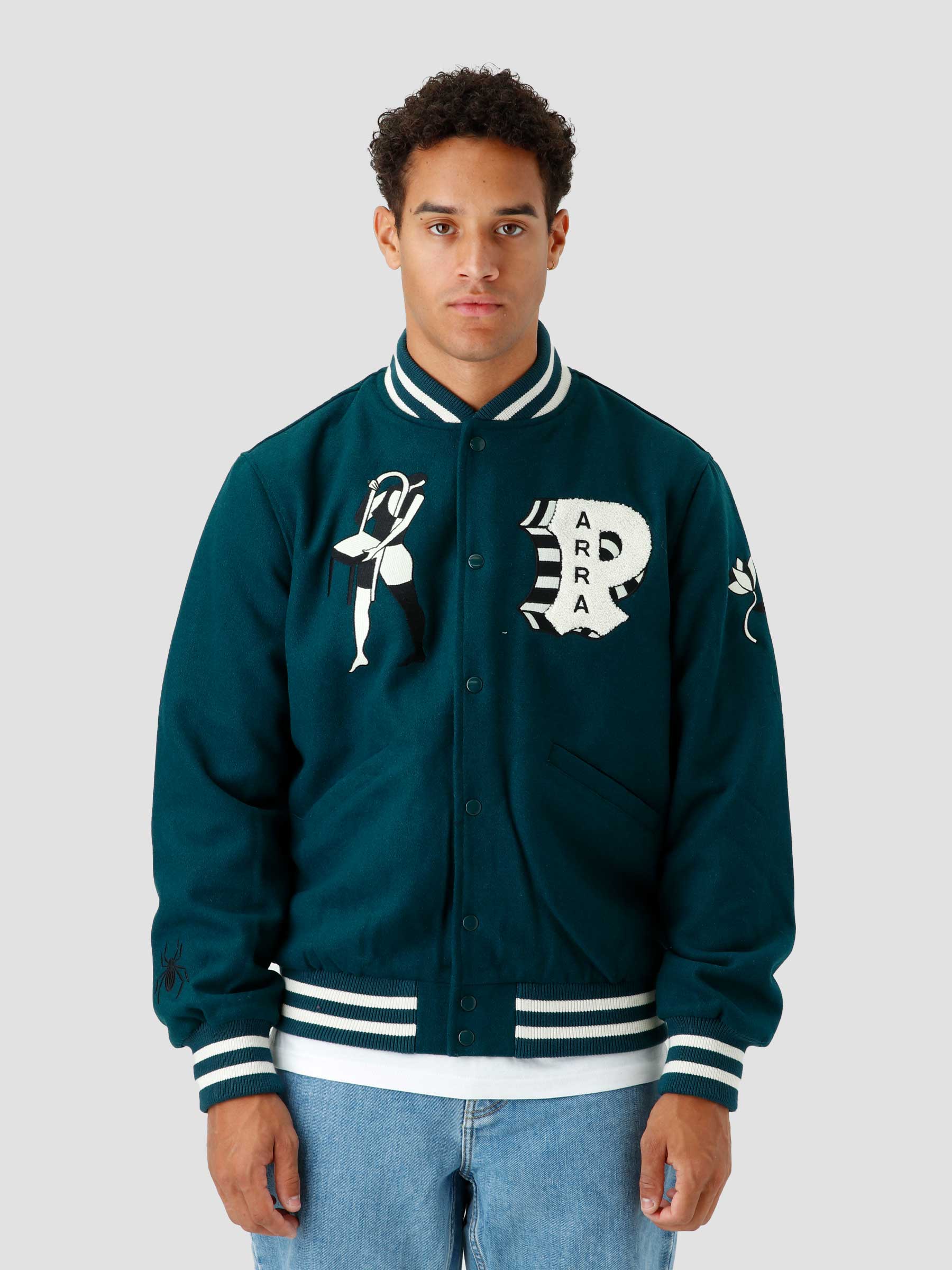 by Parra Cloudy Star Varsity Jacket Pine Green