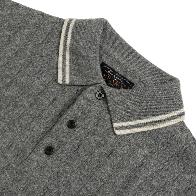 Beams PLUS CABLE KNIT POLO