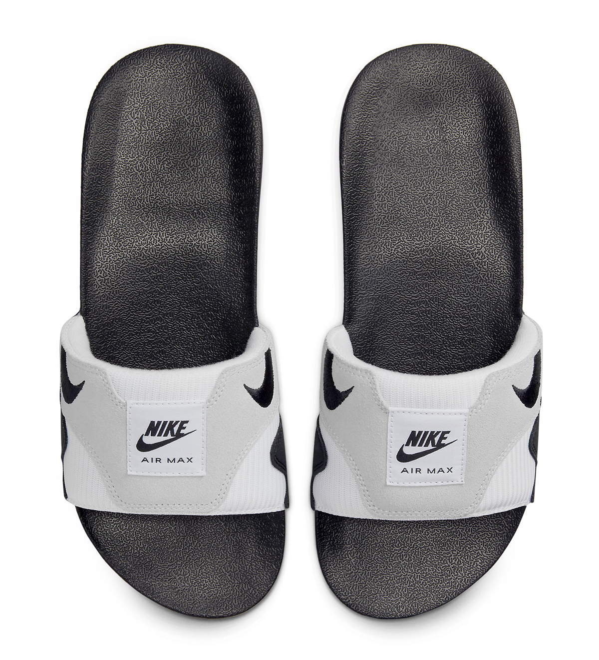 Nike Air Max 1 Slide 'Black/White' bovenaanzicht witte achtergrond
