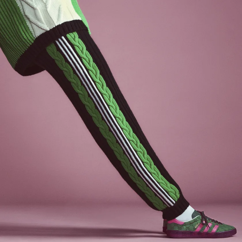 adidas x Gucci Gazelle 'Green' on feet