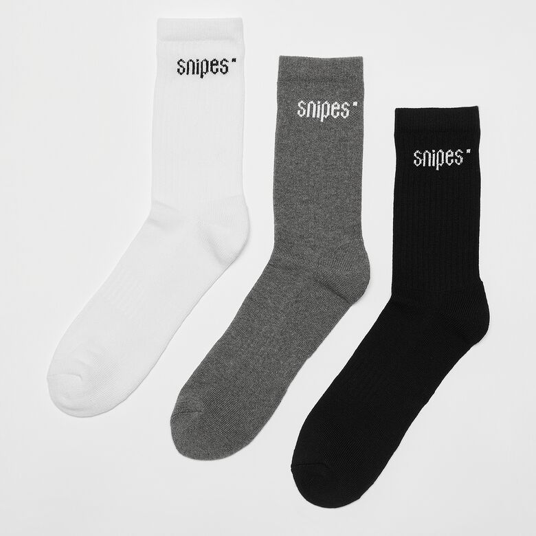 SNIPES Small Logo Essential Crew Socks (3-Pack) black/white/grey