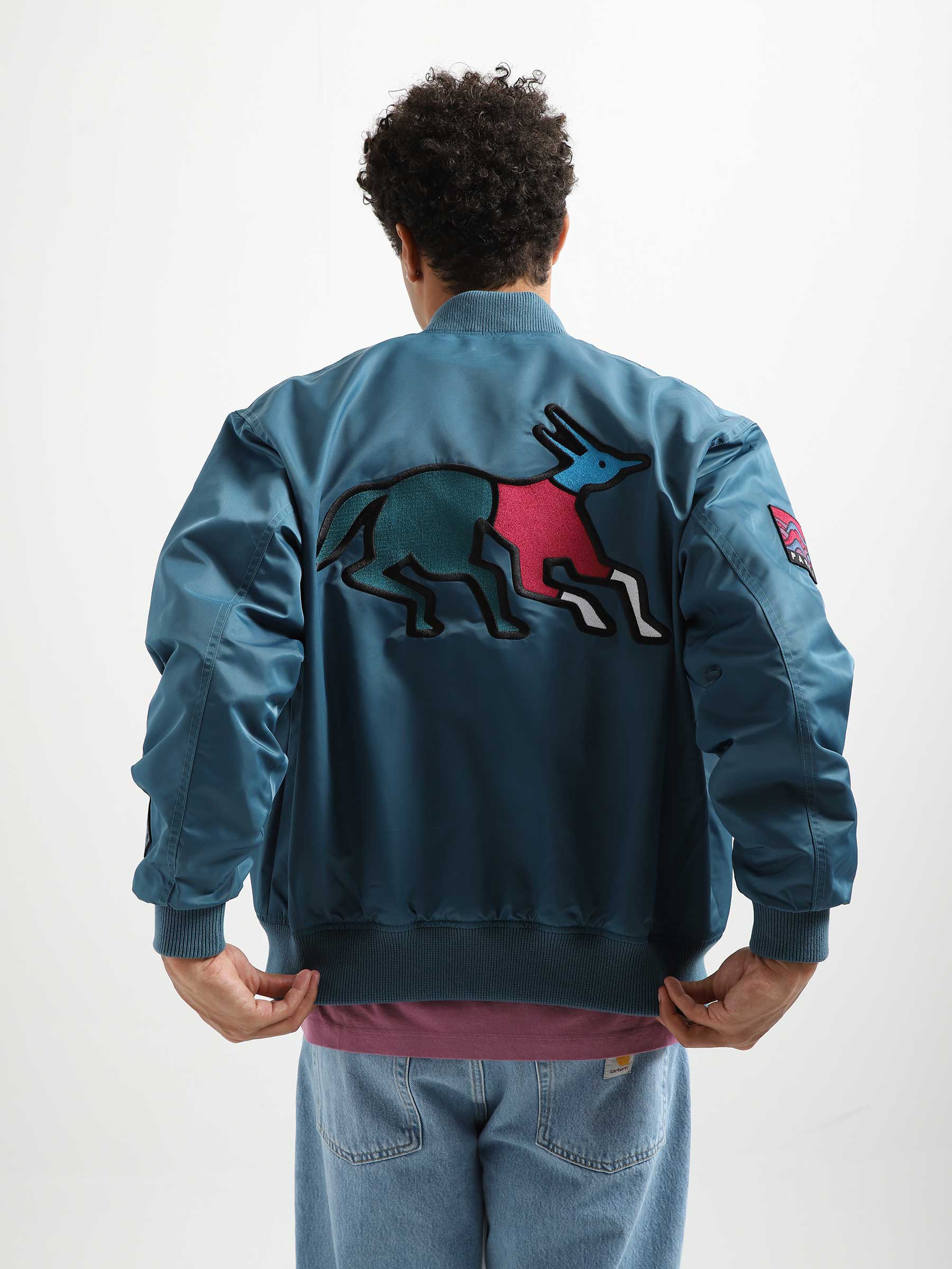 ByParra Stacked Pets Varsity Jacket Teal