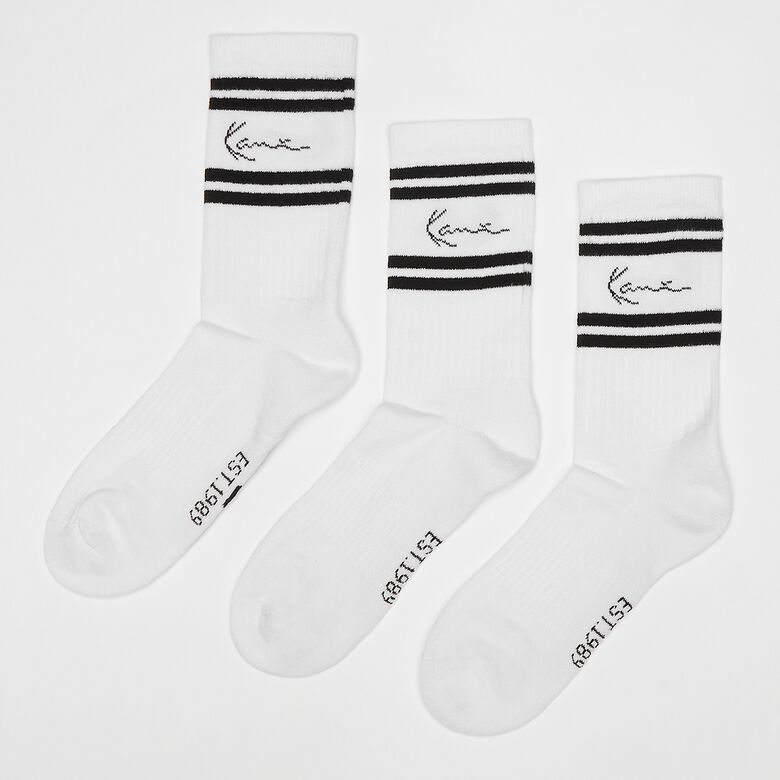 Karl Kani Signature Stripe Socks (3 Pack) White Black