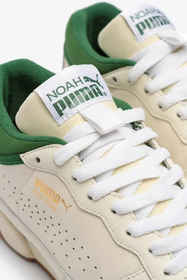 Noah x Puma Pro Star 'White and Green' logo details