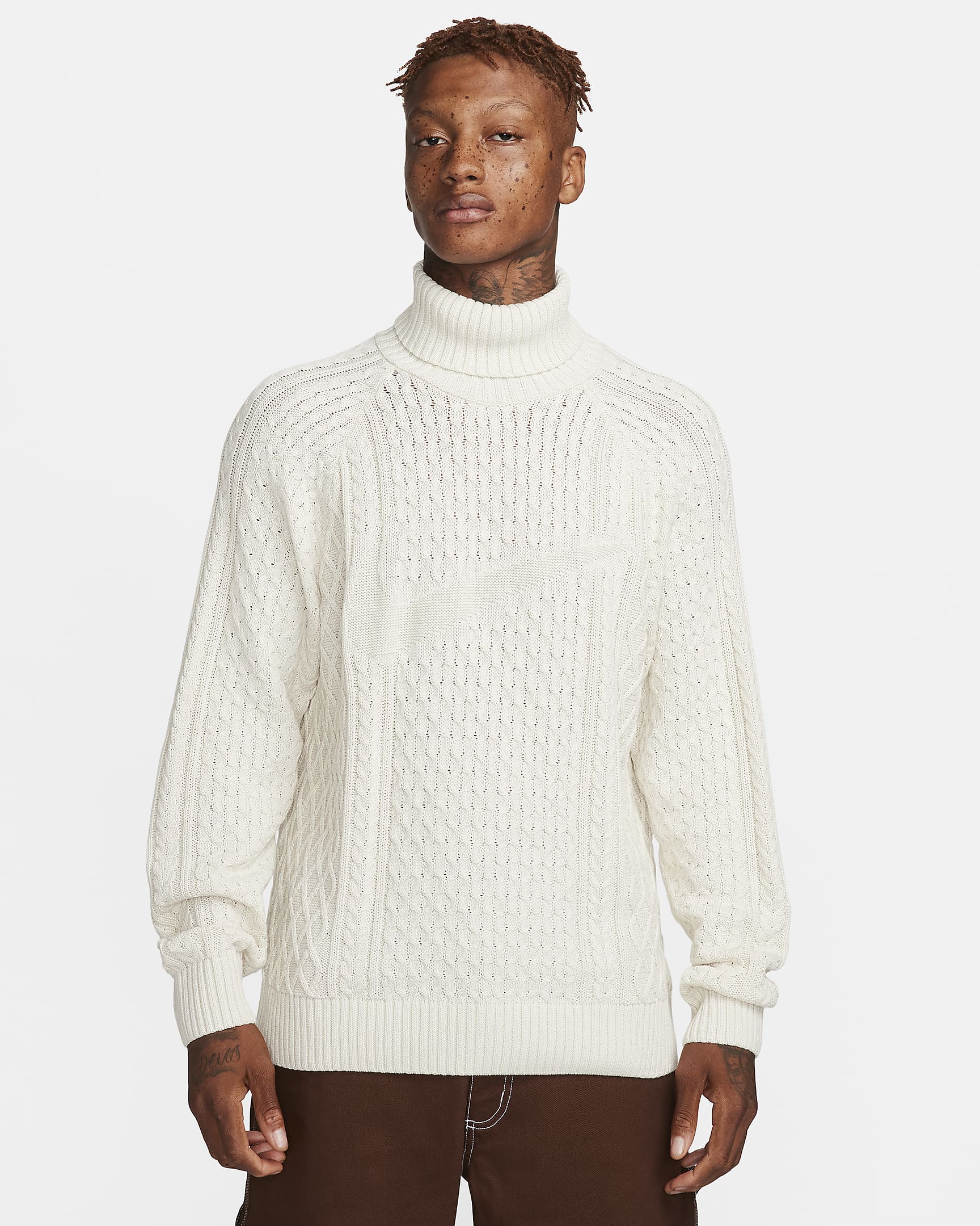 Nike Life Cable knit sweater met col voor heren