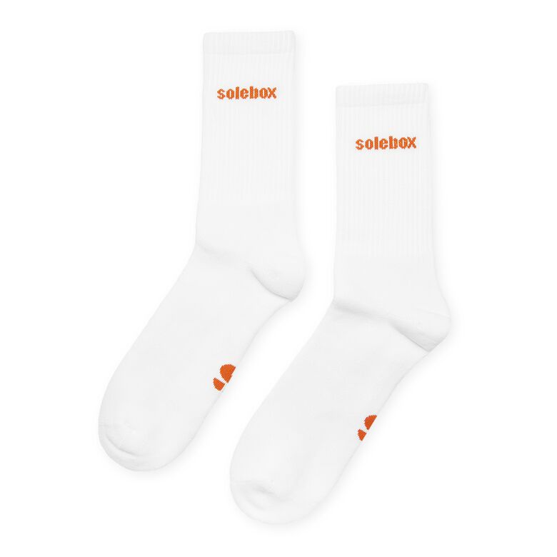 solebox logo socks white orange