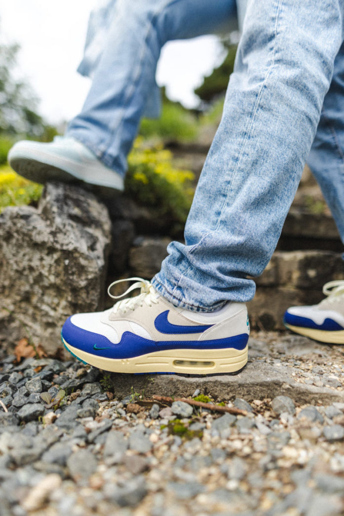 Nike Air Max 1 Athletic Department 'Navy' FQ8048-133 on feet