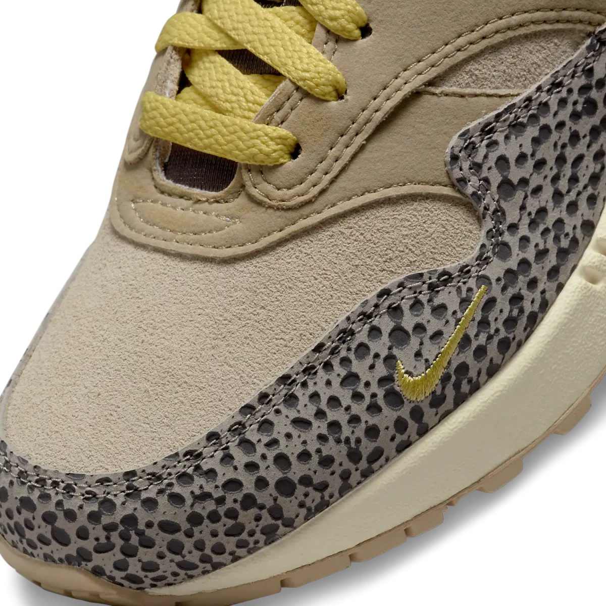 Nike Air Max 1 WMNS 'Cobblestone' - Safari toebox closeup