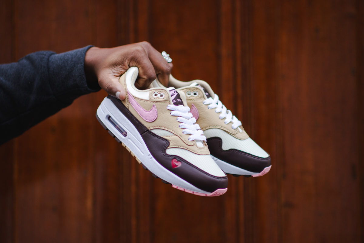 nike air max 1 valentines day held in hand