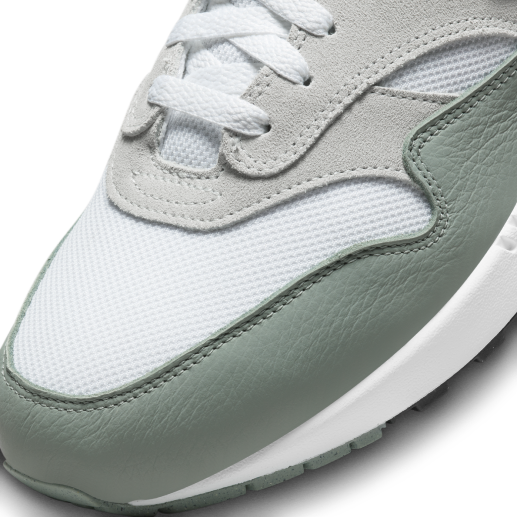 air max 1 mica green closeup of toebox