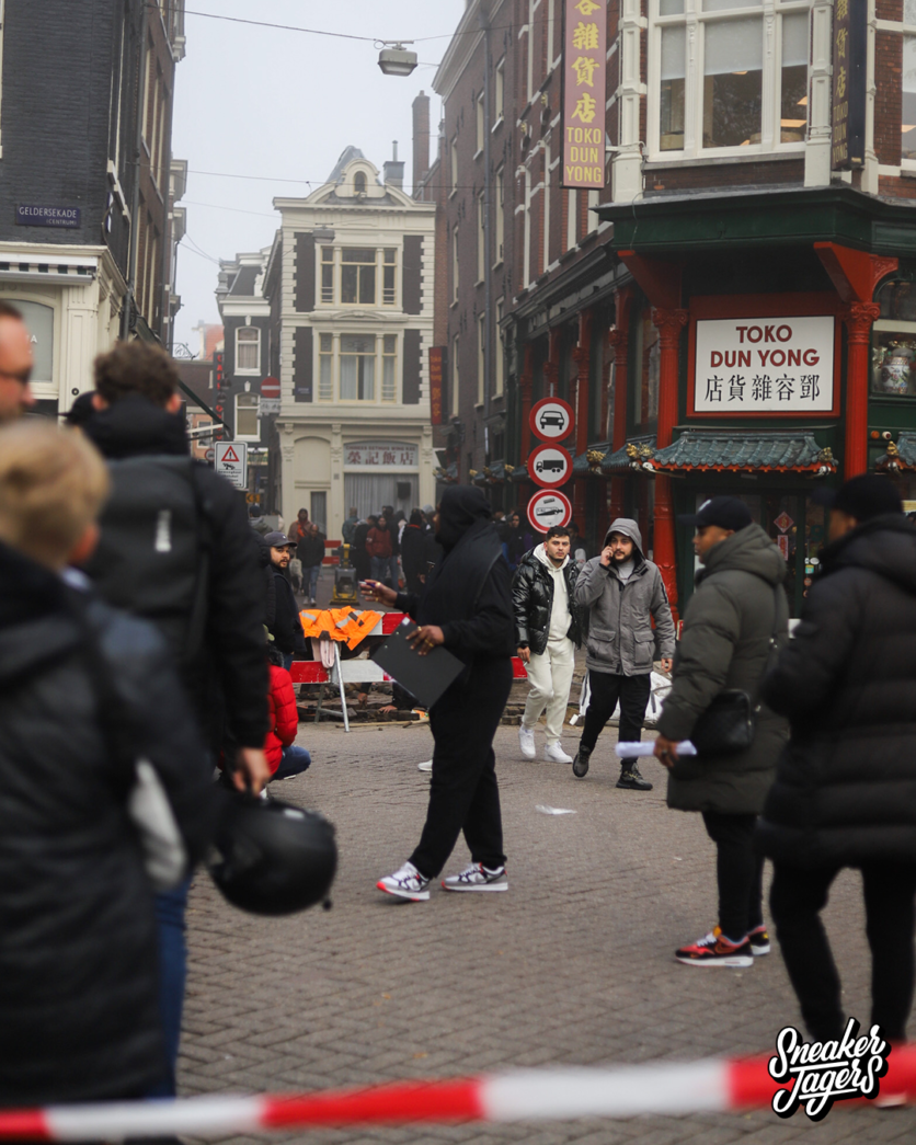 outside patta amsterdam for patta x nike air max 1 monarch the wave release - people hanging around