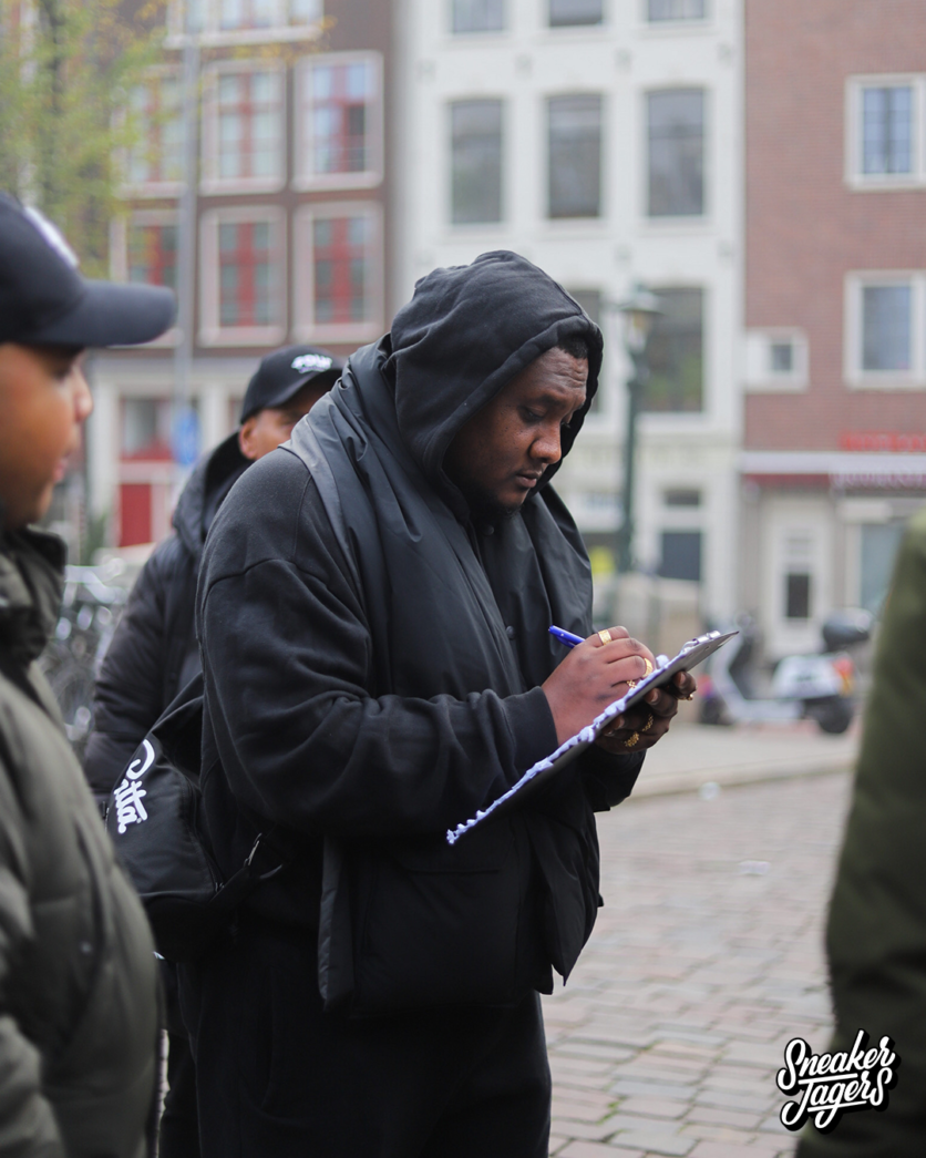 outside patta amsterdam for patta x nike air max 1 monarch the wave release - checking off the entrance list