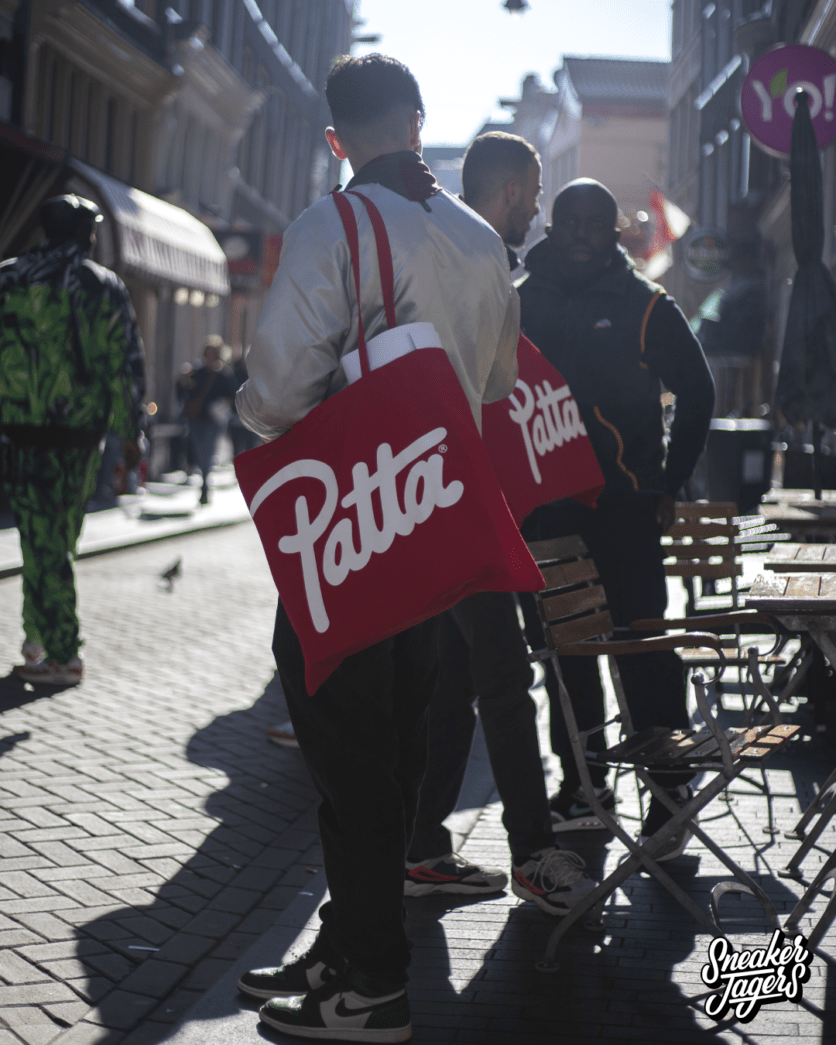 outside patta amsterdam for patta x nike air max 1 monarch the wave release - patta bags