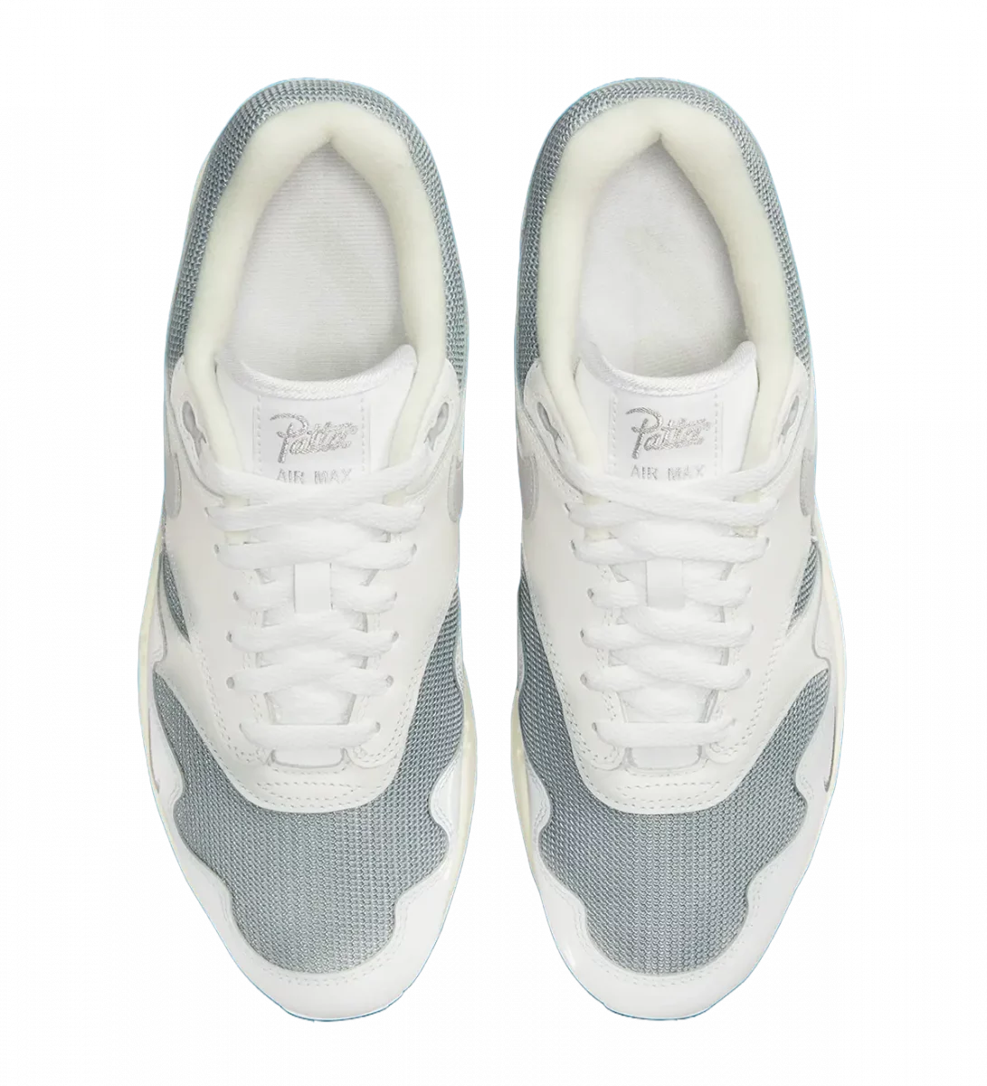 patta nike air max 1 white the wave top view