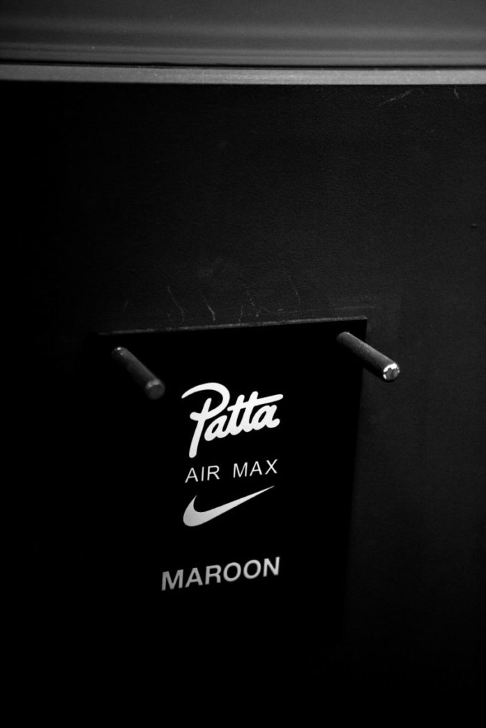 patta x nike air max 1 the wave rush maroon store release - sign