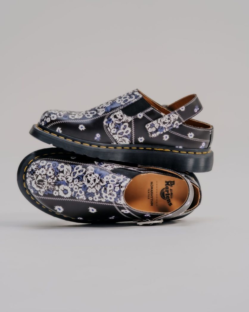 Dr. Martens x NOMARHYTHM TEXTILE 国内買付 Isham ミュール British Craftsmanship Meets Japanese Textile Art in