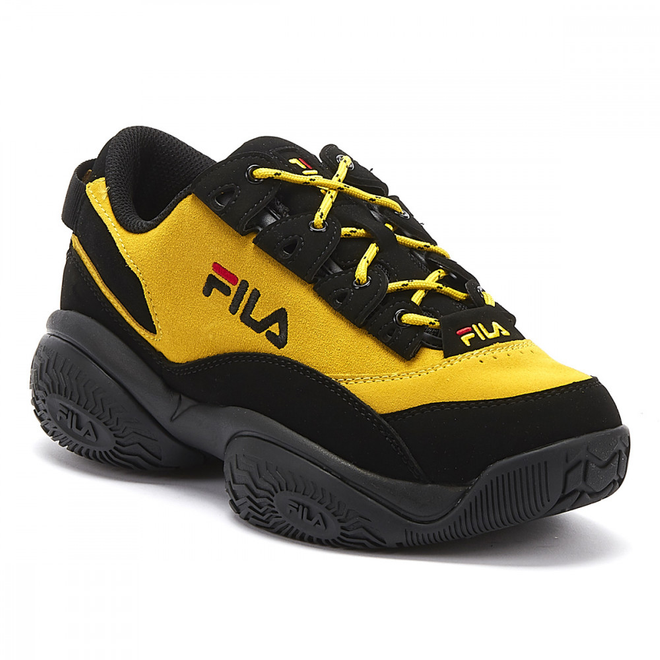 black and yellow fila shoes