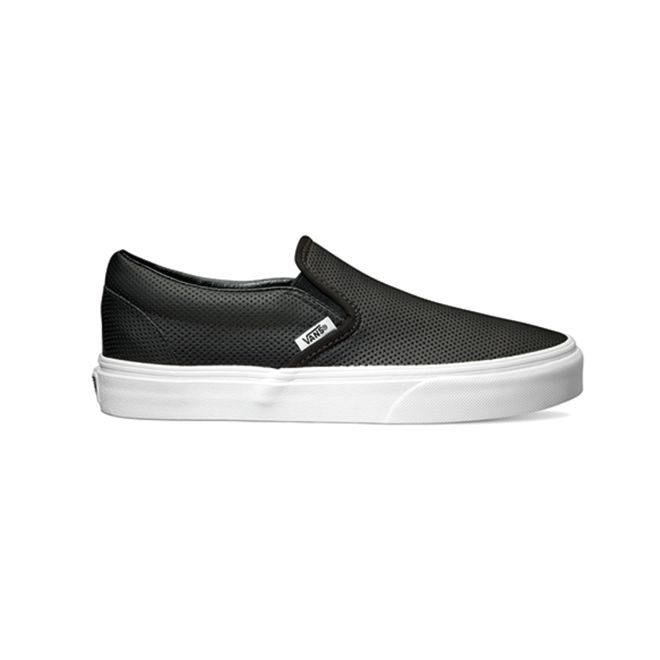 vans black and white slip on shoes