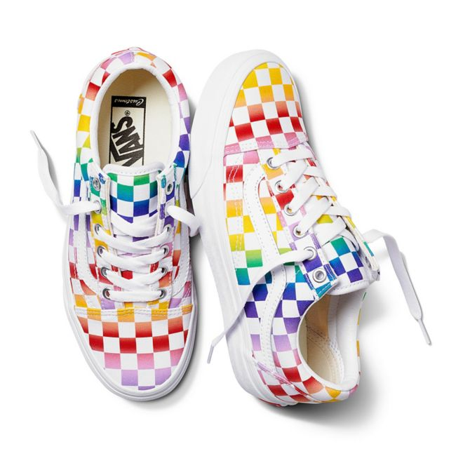 rainbow checkerboard old skool vans