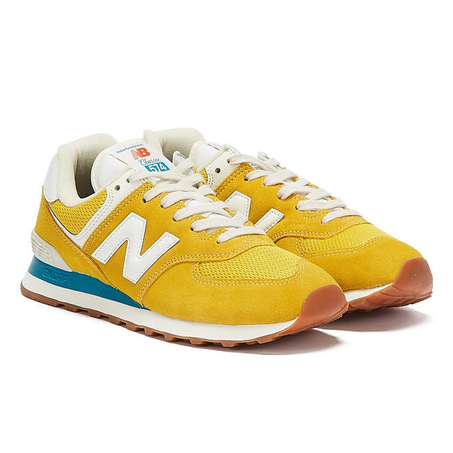 New Balance 574 Mens Yellow / Blue Trainers