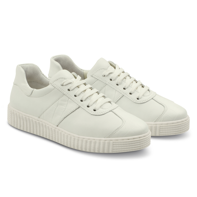 LaShoe Sneaker Retro mit Kroko-Detail Weiẞ
