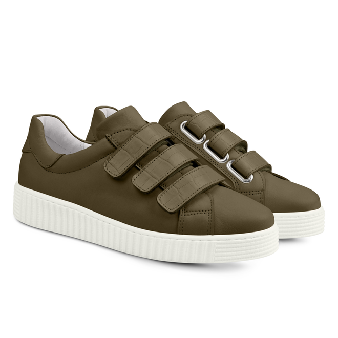 LaShoe Sneaker Retro mit Klettverschluss Khaki