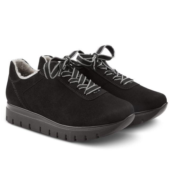 LaShoe Premium Sneaker mit Lammfell Schwarz