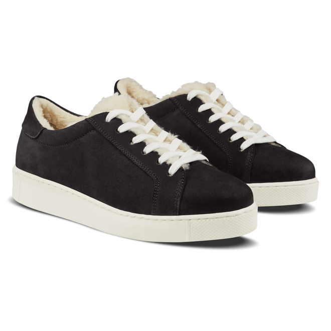 LaShoe Sneaker Retro mit Curly Fleece Schwarz
