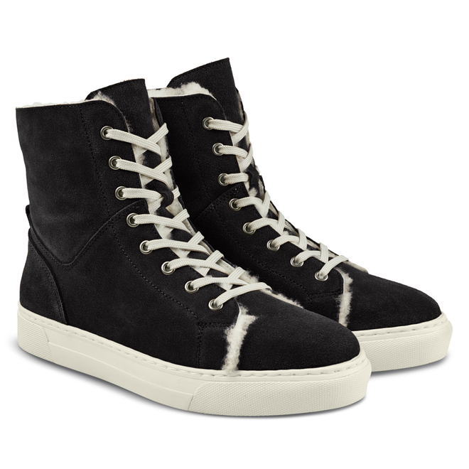 LaShoe High-Top Sneaker mit Lammfell Schwarz