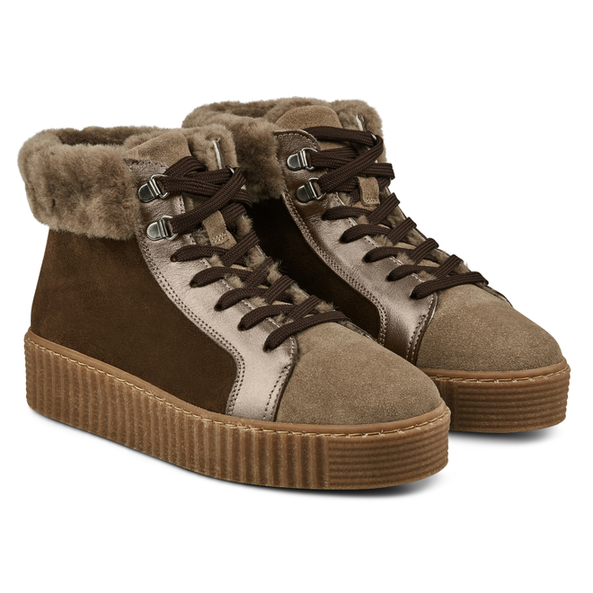 LaShoe Sneaker mit Lammfell im Hiking Style Braun