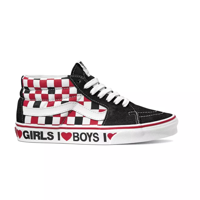 Vans Sk8Mid 'Checkerboard I Heart' Black/True White/Red
