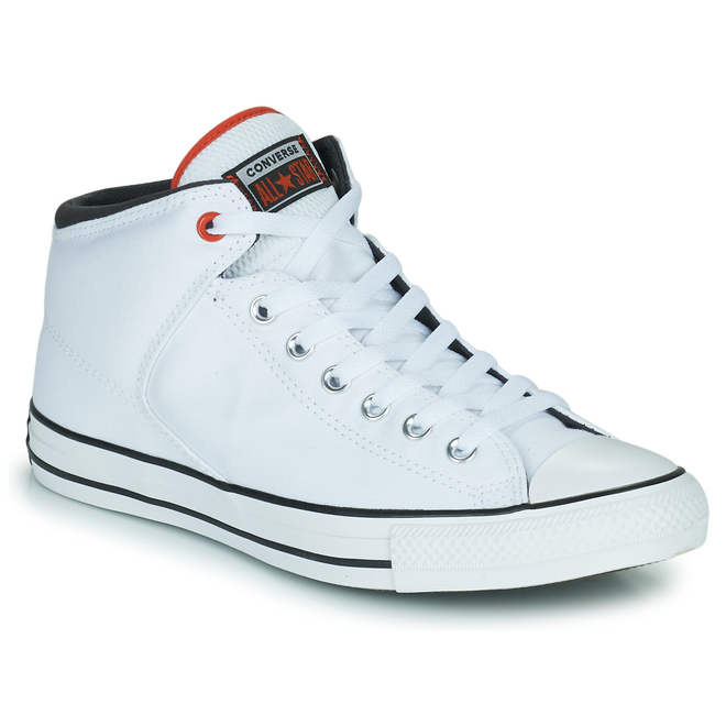 half white half red converse