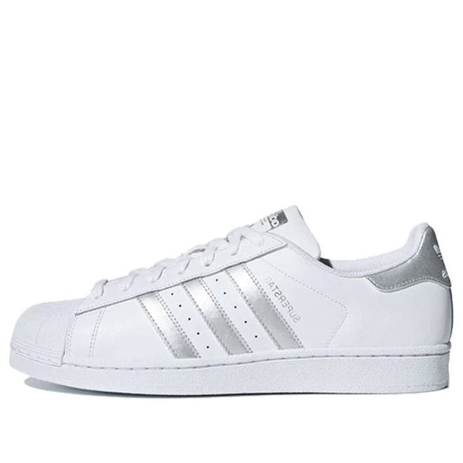 Adidas superstar white store metallic silver