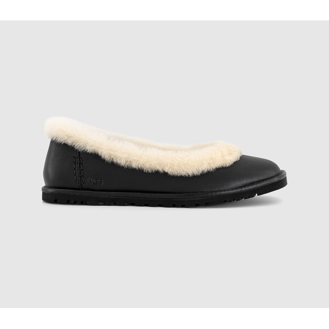 UGG® Zora Leather Ballet Flat Black | 1178450-BLK | Sneakerjagers
